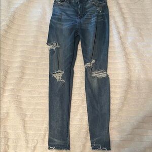 American Eagle Outfitters Ripped Blue Skinny Jeans